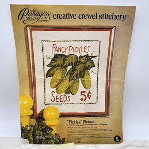 Vintage Paragon Needlecraft Crewel Stitchery Kit PICKLES 0923 Picture 1974 OPEN